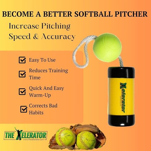 مدرب رمي الكرة اللينة الأصلي من Xelerator Fastpitch - كرة إسفنجية مقاس 12 بوصة، تعمل على تحسين السرعة والدقة، وتقليل وقت التدريب، ولا حاجة إلى أداة التقاط - صنع في الولايات المتحدة الأمريكية in Saudi Arabia