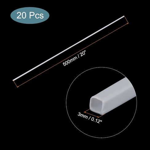 MECCANIXITY 20pcs 20" Plastic Model Tube ABS Solid Square Bar 0.12"x0.12" White Easy Processing for Architectural Model Making DIY in Saudi Arabia