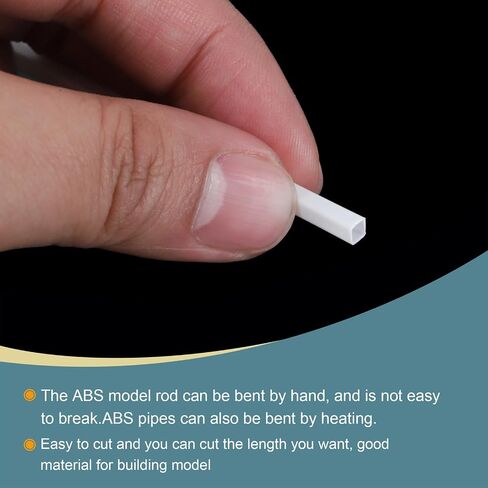 MECCANIXITY 20pcs 20" Plastic Model Tube ABS Solid Square Bar 0.12"x0.12" White Easy Processing for Architectural Model Making DIY in Saudi Arabia