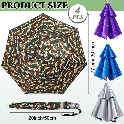 Reginary 4 Pieces Fishing Umbrella Hat Folding Sun Rain Cap Adjustable Hands Free Umbrella Multifunction Head Umbrellas for Men Women Outdoor Fishing Golf Beach Kayaking Boating Gardening Sunshade in Saudi Arabia