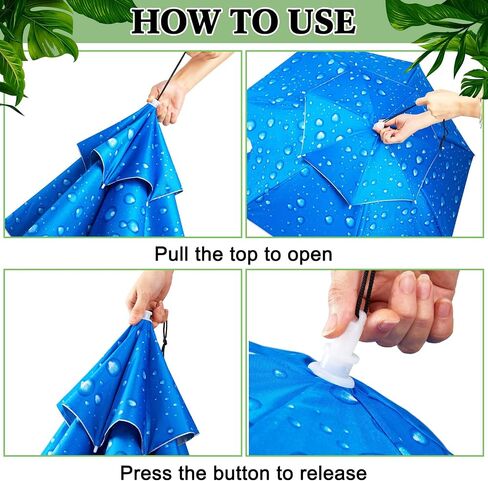 Reginary 4 Pieces Fishing Umbrella Hat Folding Sun Rain Cap Adjustable Hands Free Umbrella Multifunction Head Umbrellas for Men Women Outdoor Fishing Golf Beach Kayaking Boating Gardening Sunshade in Saudi Arabia