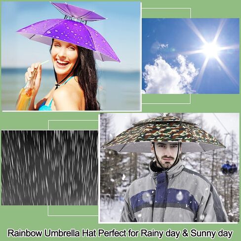 Reginary 4 Pieces Fishing Umbrella Hat Folding Sun Rain Cap Adjustable Hands Free Umbrella Multifunction Head Umbrellas for Men Women Outdoor Fishing Golf Beach Kayaking Boating Gardening Sunshade in Saudi Arabia
