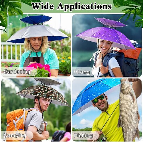Reginary 4 Pieces Fishing Umbrella Hat Folding Sun Rain Cap Adjustable Hands Free Umbrella Multifunction Head Umbrellas for Men Women Outdoor Fishing Golf Beach Kayaking Boating Gardening Sunshade in Saudi Arabia