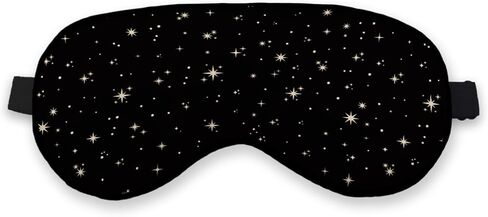 Golden Stars Black Starry Sky Eye Mask for Women Men, Smooth Silk Blackout Eye Mask for Sleeping, Adjustable Straps Soft Lightweight Sleep Mask Night Mask, Eye Cover for Sleeping for Women in Kuwait