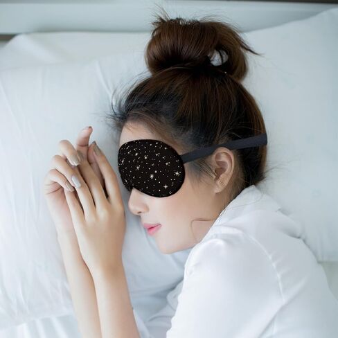 Golden Stars Black Starry Sky Eye Mask for Women Men, Smooth Silk Blackout Eye Mask for Sleeping, Adjustable Straps Soft Lightweight Sleep Mask Night Mask, Eye Cover for Sleeping for Women in Kuwait