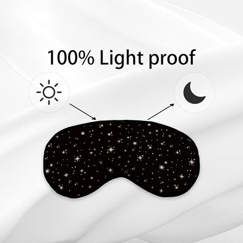 Golden Stars Black Starry Sky Eye Mask for Women Men, Smooth Silk Blackout Eye Mask for Sleeping, Adjustable Straps Soft Lightweight Sleep Mask Night Mask, Eye Cover for Sleeping for Women in Kuwait