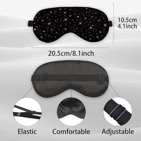 Golden Stars Black Starry Sky Eye Mask for Women Men, Smooth Silk Blackout Eye Mask for Sleeping, Adjustable Straps Soft Lightweight Sleep Mask Night Mask, Eye Cover for Sleeping for Women in Kuwait