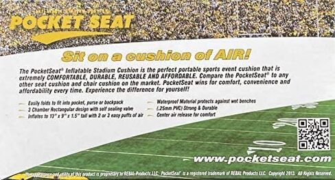 LARGE SIZE! PocketSeat Inflatable Stadium Seat Cushion 13x9x1.5" White in Saudi Arabia