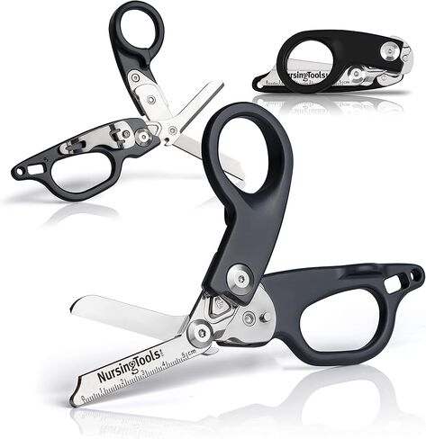 مقصات إنقاذ قابلة للطي من الفولاذ المقاوم للصدأ للاستجابة للطوارئ، مقص طبي متعدد الأدوات (أسود) in Kuwait