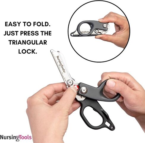 مقصات إنقاذ قابلة للطي من الفولاذ المقاوم للصدأ للاستجابة للطوارئ، مقص طبي متعدد الأدوات (أسود) in Kuwait