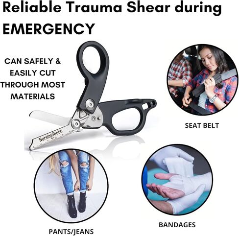 مقصات إنقاذ قابلة للطي من الفولاذ المقاوم للصدأ للاستجابة للطوارئ، مقص طبي متعدد الأدوات (أسود) in Kuwait