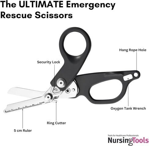 مقصات إنقاذ قابلة للطي من الفولاذ المقاوم للصدأ للاستجابة للطوارئ، مقص طبي متعدد الأدوات (أسود) in Kuwait