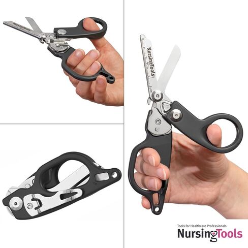 مقصات إنقاذ قابلة للطي من الفولاذ المقاوم للصدأ للاستجابة للطوارئ، مقص طبي متعدد الأدوات (أسود) in Kuwait