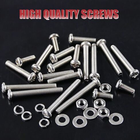 Hilitchi 300-Piece M4 Phillips Pan Head Screws Bolt Nut Lock Flat Washers Assortment Kit, 304 stainless steel in Saudi Arabia
