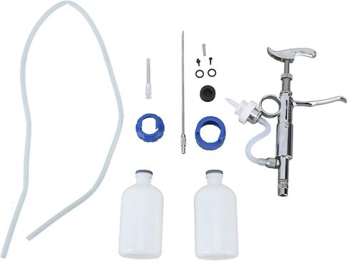 Livestock Injection Supplies, Adjustable Continuous Injection Syringe Stainless Steel Plastic Animal Syringe 5ml Detachable Animal Syringe for Farm Poultry Livestock in Saudi Arabia
