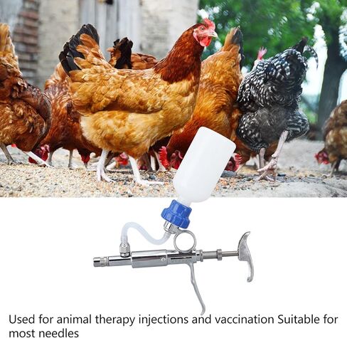 Livestock Injection Supplies, Adjustable Continuous Injection Syringe Stainless Steel Plastic Animal Syringe 5ml Detachable Animal Syringe for Farm Poultry Livestock in Saudi Arabia