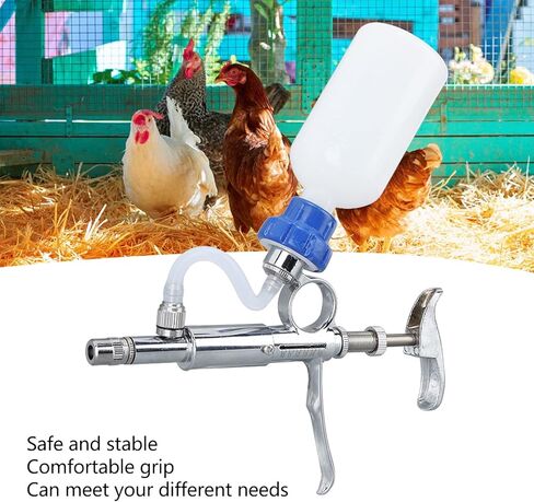 Livestock Injection Supplies, Adjustable Continuous Injection Syringe Stainless Steel Plastic Animal Syringe 5ml Detachable Animal Syringe for Farm Poultry Livestock in Saudi Arabia