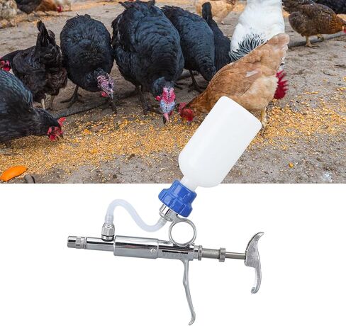 Livestock Injection Supplies, Adjustable Continuous Injection Syringe Stainless Steel Plastic Animal Syringe 5ml Detachable Animal Syringe for Farm Poultry Livestock in Saudi Arabia