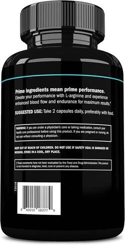 Prime Labs L Arginine Nitric Oxide - with L-Arginine 1500mg - Supports Blood Flow, Energy, Strength, Endurance - 60 Capsules in Saudi Arabia