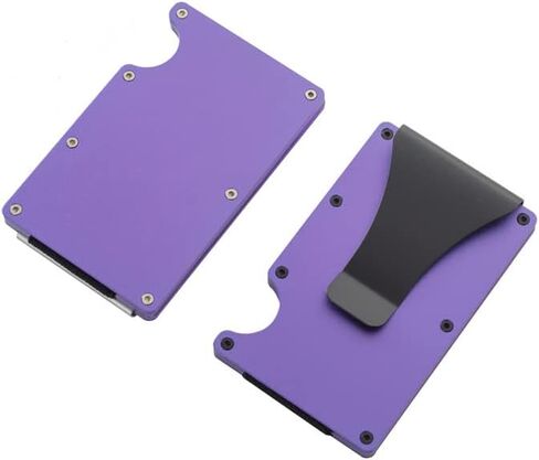 Minimalist Carbon Fiber Wallet for Men and Women, Money Clip Slim Front Pocket Wallet with 13 Card Holders, RFID Blocking (Matte Purple) in Saudi Arabia