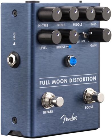دواسة تشويه Fender Full Moon، حزمة التعزيز والكسب مع 2x Strukture S6P48 كابلات التصحيح ذات الزاوية اليمنى المنسوجة، 12x Fender Guitar Picks وقطعة قماش لتلميع الأدوات الصوتية السائلة in Saudi Arabia