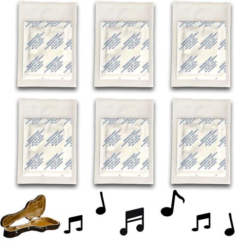 xcivi 6 عبوات من أكياس تجفيف الجيتار، متوافقة مع أفضل منتجات الجيتار، لحقيبة جيتار كاهايا، مجفف جيتار مقاوم للرطوبة، تخزين جيتار خالٍ من الرطوبة، مجفف للآلات الموسيقية in Kuwait