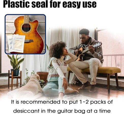 xcivi 6 عبوات من أكياس تجفيف الجيتار، متوافقة مع أفضل منتجات الجيتار، لحقيبة جيتار كاهايا، مجفف جيتار مقاوم للرطوبة، تخزين جيتار خالٍ من الرطوبة، مجفف للآلات الموسيقية in Kuwait