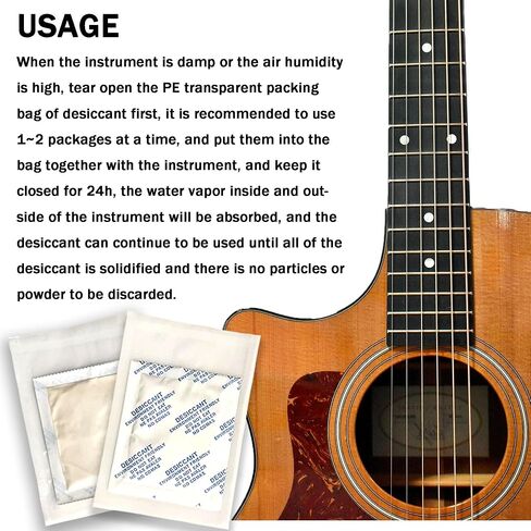 xcivi 6 عبوات من أكياس تجفيف الجيتار، متوافقة مع أفضل منتجات الجيتار، لحقيبة جيتار كاهايا، مجفف جيتار مقاوم للرطوبة، تخزين جيتار خالٍ من الرطوبة، مجفف للآلات الموسيقية in Kuwait