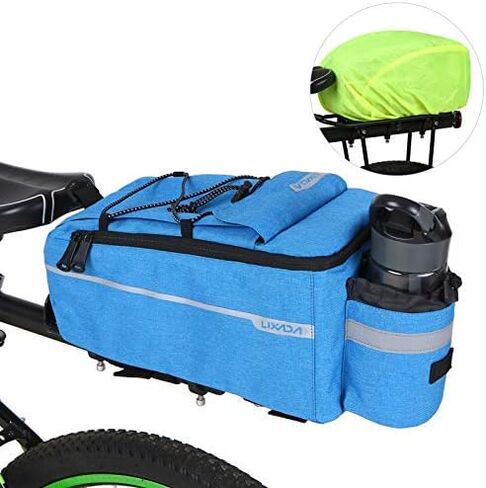 LIXADA Bicycle Pannier Bag With Rain Cover, Bicycle Seat Multifunctional Insulated Trunk Cooler Bag, Shoulder Bag, 29 * 16 * 17cm (Blue) in Saudi Arabia