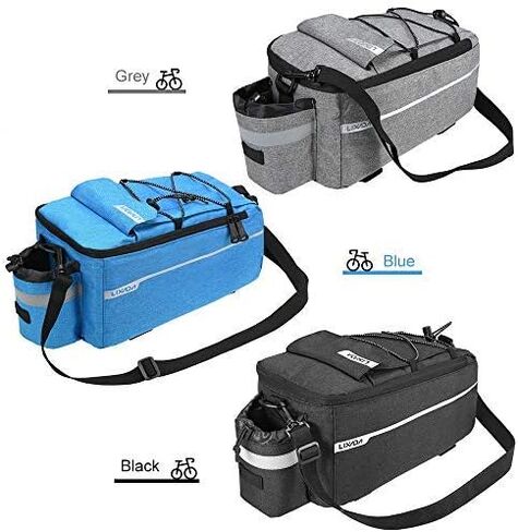 LIXADA Bicycle Pannier Bag With Rain Cover, Bicycle Seat Multifunctional Insulated Trunk Cooler Bag, Shoulder Bag, 29 * 16 * 17cm (Blue) in Saudi Arabia