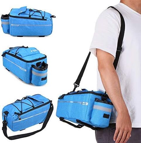 LIXADA Bicycle Pannier Bag With Rain Cover, Bicycle Seat Multifunctional Insulated Trunk Cooler Bag, Shoulder Bag, 29 * 16 * 17cm (Blue) in Saudi Arabia