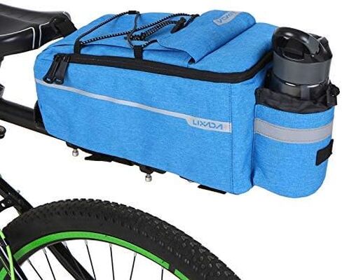 LIXADA Bicycle Pannier Bag With Rain Cover, Bicycle Seat Multifunctional Insulated Trunk Cooler Bag, Shoulder Bag, 29 * 16 * 17cm (Blue) in Saudi Arabia