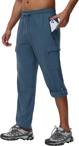 JWM Men's Hiking Cargo Pants - Quick Dry Lightweight Water Resistant Work Tactical Running Outdoor Pant with Zip Pocket UPF50 in Kuwait