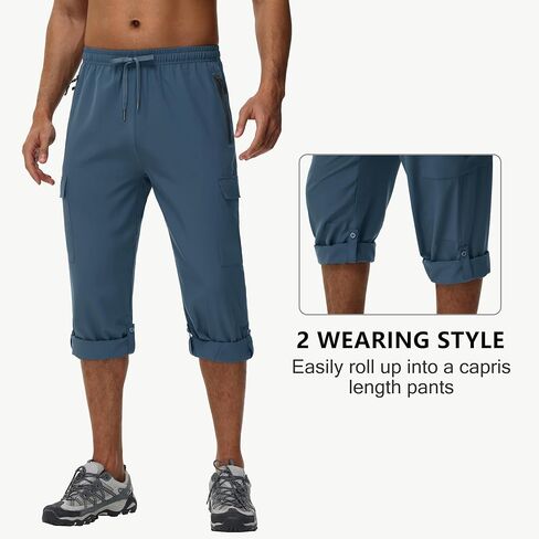 JWM Men's Hiking Cargo Pants - Quick Dry Lightweight Water Resistant Work Tactical Running Outdoor Pant with Zip Pocket UPF50 in Kuwait