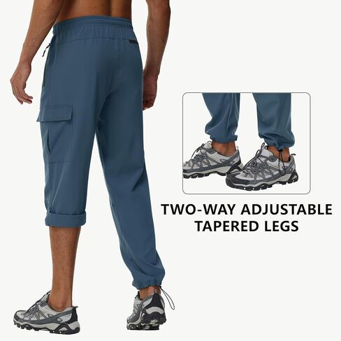 JWM Men's Hiking Cargo Pants - Quick Dry Lightweight Water Resistant Work Tactical Running Outdoor Pant with Zip Pocket UPF50 in Kuwait