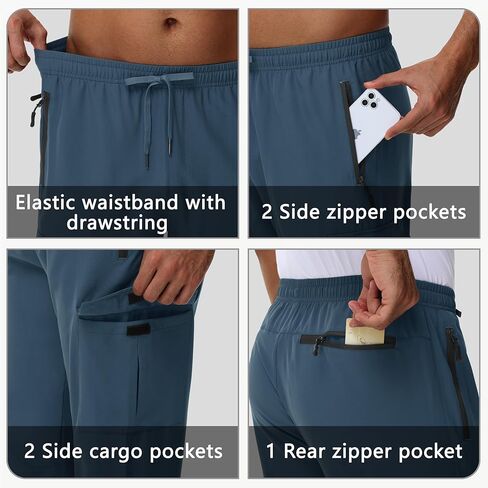 JWM Men's Hiking Cargo Pants - Quick Dry Lightweight Water Resistant Work Tactical Running Outdoor Pant with Zip Pocket UPF50 in Kuwait