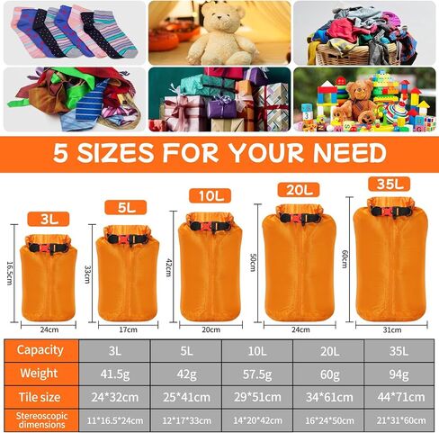 Desoto Waterproof Dry Bag, Roll Top Lightweight Dry Storage Bag Backpack with Emergency Whistle for Travel orange (3L) in Saudi Arabia
