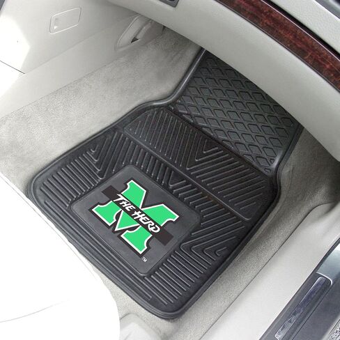 FANMATS 13221 NCAA Marshall Thundering Herd سجادات السيارة للصف الخلفي - مجموعة من قطعتين، 14 بوصة. × 17 بوصة، حماية من جميع الأحوال الجوية، ملاءمة عالمية، تصميم خزان عميق، شعار الفريق المصبوب in Saudi Arabia