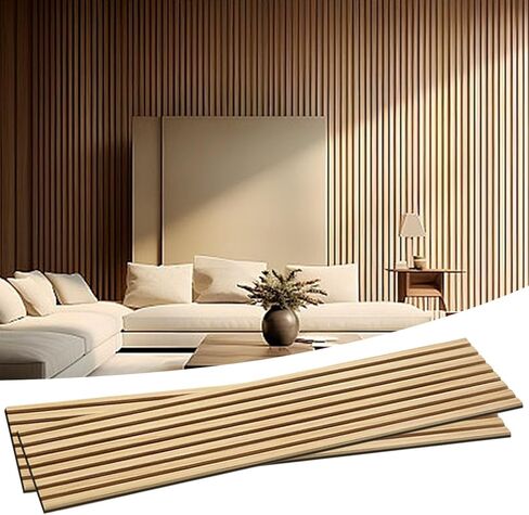 لوحات حائط خشبية صوتية، عبوتان من ألواح حائط خشبية مقاس 47.2 بوصة × 12.6 بوصة، لوحات حائط عازلة للصوت لغرفة النوم وغرفة المعيشة والمطبخ والمكاتب، من خشب البلوط الطبيعي in Kuwait