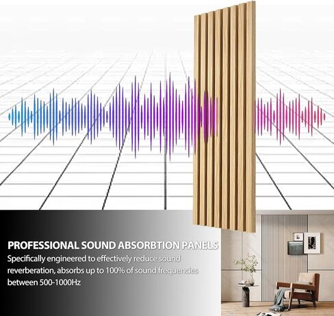 لوحات حائط خشبية صوتية، عبوتان من ألواح حائط خشبية مقاس 47.2 بوصة × 12.6 بوصة، لوحات حائط عازلة للصوت لغرفة النوم وغرفة المعيشة والمطبخ والمكاتب، من خشب البلوط الطبيعي in Kuwait