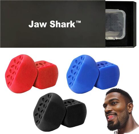 جهاز تدريب الوجه Jaw Shark™ Jaw Toner لتمرين الفك للرجال والنساء - كرات تمرين Jawline Trainer، 3 مستويات مقاومة (6 قطع) أقراص تدريب Jawline من السيليكون، أقراص تونر الفك، علكة خط الفك in Kuwait