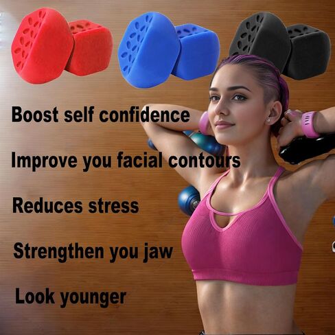 جهاز تدريب الوجه Jaw Shark™ Jaw Toner لتمرين الفك للرجال والنساء - كرات تمرين Jawline Trainer، 3 مستويات مقاومة (6 قطع) أقراص تدريب Jawline من السيليكون، أقراص تونر الفك، علكة خط الفك in Kuwait
