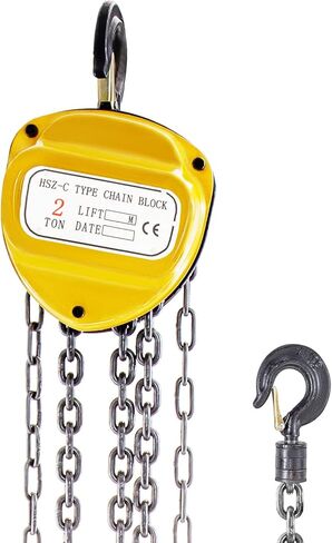 BestEquip Chain Hoist 1100lbs/0.5ton, Chain Block Hoist Manual Chain Hoist 10ft/3m Block Chain Hand Chain Lifting Hoist w/Two Hooks Chain Pulley Tackle Hoist Winch Lifting Pulling Equipment in Yellow in Saudi Arabia