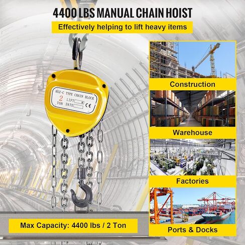 BestEquip Chain Hoist 1100lbs/0.5ton, Chain Block Hoist Manual Chain Hoist 10ft/3m Block Chain Hand Chain Lifting Hoist w/Two Hooks Chain Pulley Tackle Hoist Winch Lifting Pulling Equipment in Yellow in Saudi Arabia