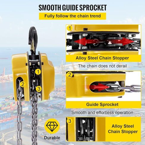 BestEquip Chain Hoist 1100lbs/0.5ton, Chain Block Hoist Manual Chain Hoist 10ft/3m Block Chain Hand Chain Lifting Hoist w/Two Hooks Chain Pulley Tackle Hoist Winch Lifting Pulling Equipment in Yellow in Saudi Arabia