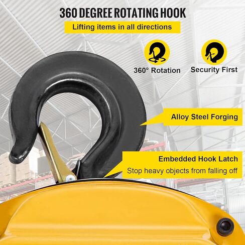 BestEquip Chain Hoist 1100lbs/0.5ton, Chain Block Hoist Manual Chain Hoist 10ft/3m Block Chain Hand Chain Lifting Hoist w/Two Hooks Chain Pulley Tackle Hoist Winch Lifting Pulling Equipment in Yellow in Saudi Arabia