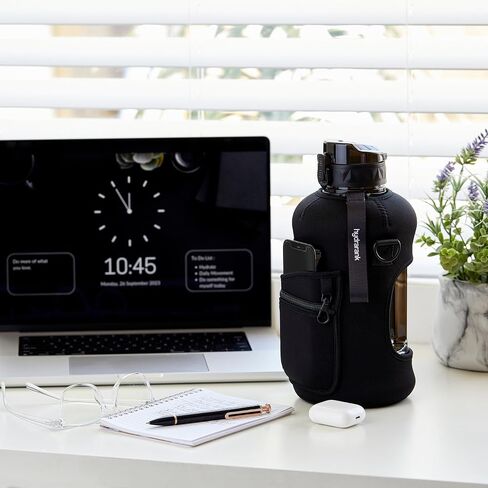 HYDRARANK Half Gallon Water Bottle with Sleeve - BPA Free Gym Water Bottle with Straw and Spout Lid - Leak Proof - Reusable Large Water Jug with Strap, Handle for Daily Hydration (74 ounce) in Saudi Arabia