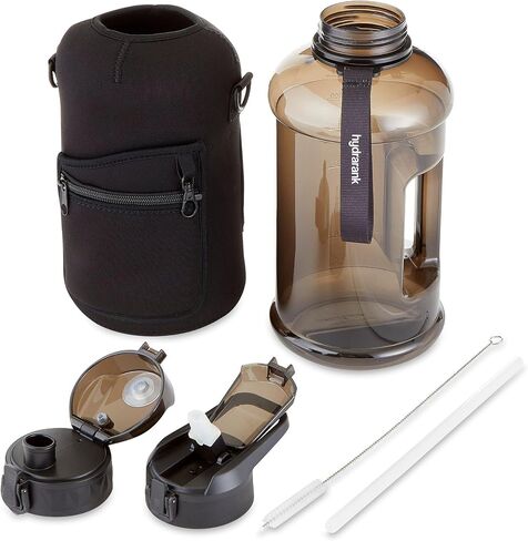 HYDRARANK Half Gallon Water Bottle with Sleeve - BPA Free Gym Water Bottle with Straw and Spout Lid - Leak Proof - Reusable Large Water Jug with Strap, Handle for Daily Hydration (74 ounce) in Saudi Arabia