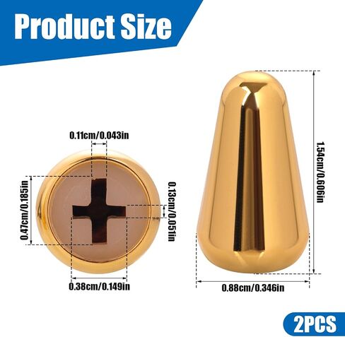 2pcs 5 Way Pickup Switch Tip, 3 Way Switch Cap Switch Knob Guitar Pickup Switch Tip Compatible with Strat Tele (Gold) in Saudi Arabia