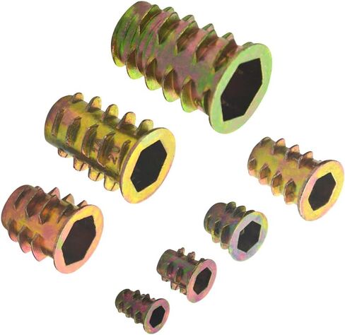 130 قطعة إدراجات مترابطة المكسرات 7 أحجام إدراجات المكسرات مجموعة متنوعة للأثاث الخشبي متري الخيوط الخشب إدراج M4/M5/M6/M8/M10 in Kuwait